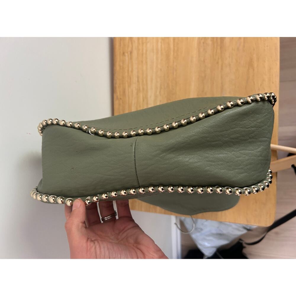 Jessica Simpson Camille Olive Studded Hobo Bag Gold Chain Detail - Picture 10 of 11